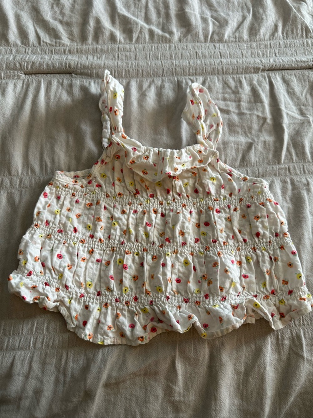 Zara girls White Floral Ruffle Tank Top